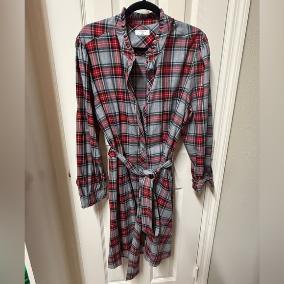 UNTUCKit Harrison Red Plaid Belted Button Down Shirt Dress Size 16 - Picture 5 of 6